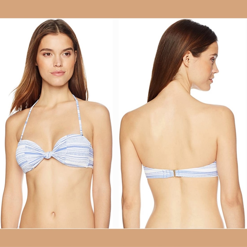 NEW Mae Knot Center Smocked Bandeau Bikini‎ Top XL